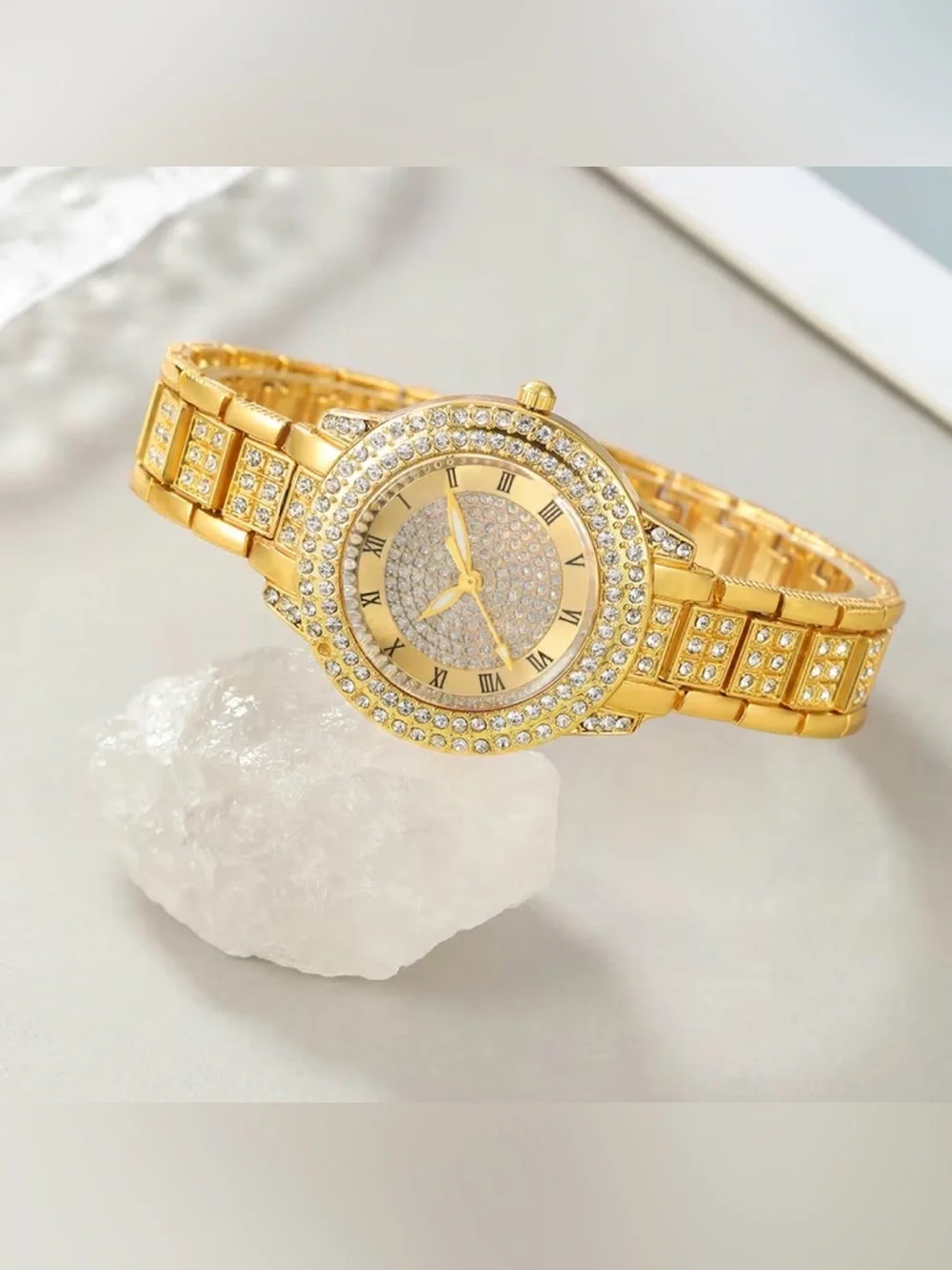 Gold-Tone Crystal Pavé Women’s Bracelet Watch